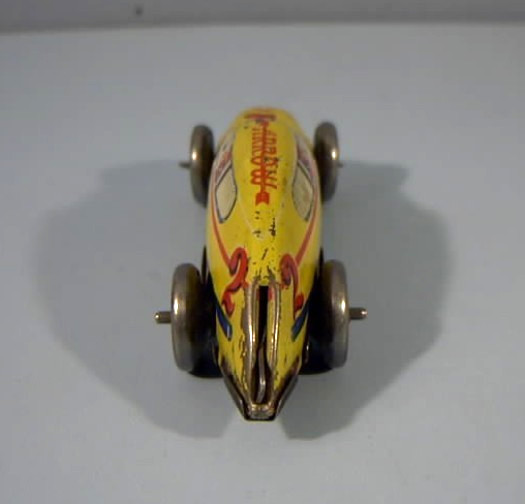 4" Marx Toys, Wind Up Tin Litho, Arrow # 2 Race Car, circa 1930s, Works, No Key