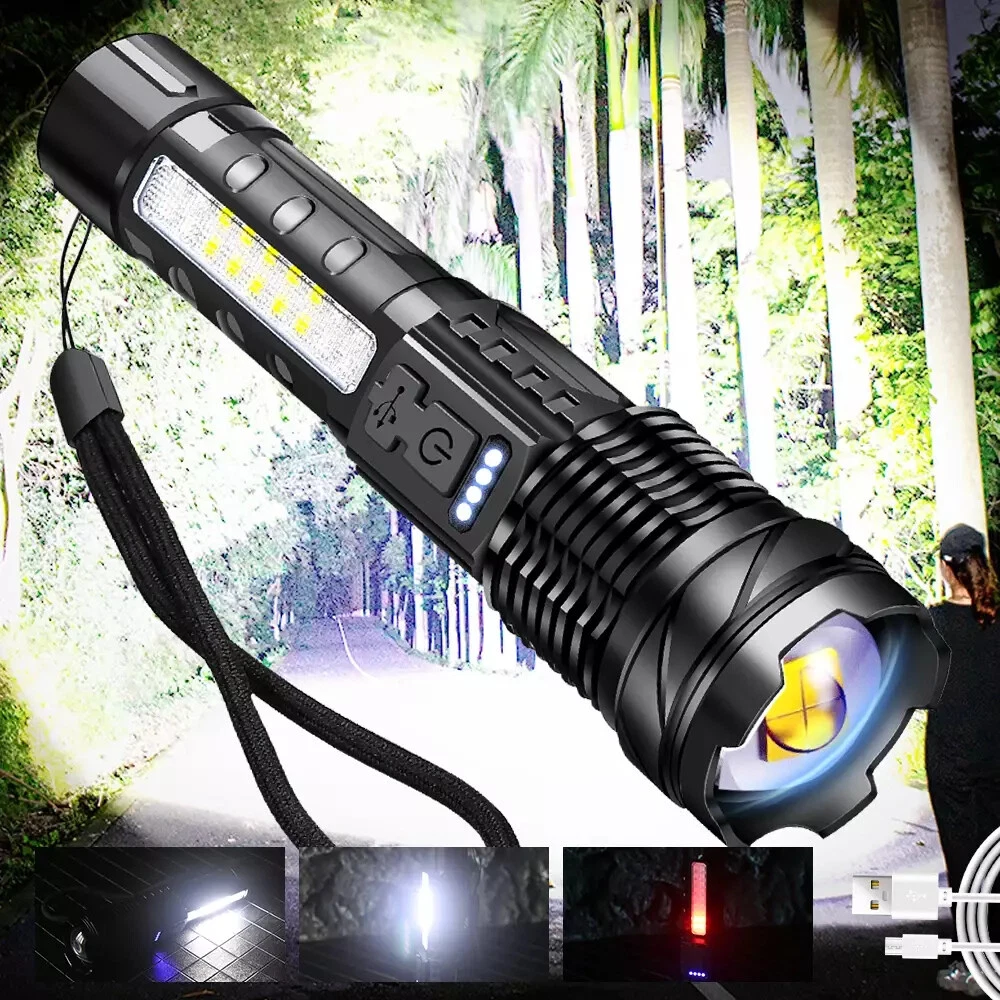15000000LM Super Bright Flashlights High Lumens Rechargeable 7 Modes LED Flash