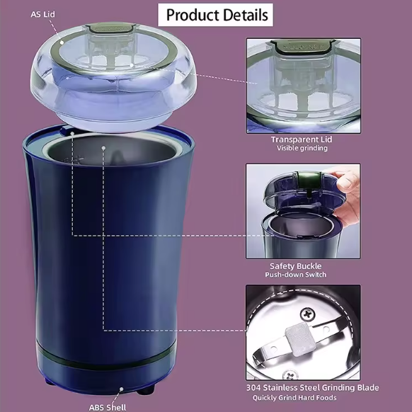 High Powered Coffee Grinder Electric New - [ E ] - Azul, Blue
