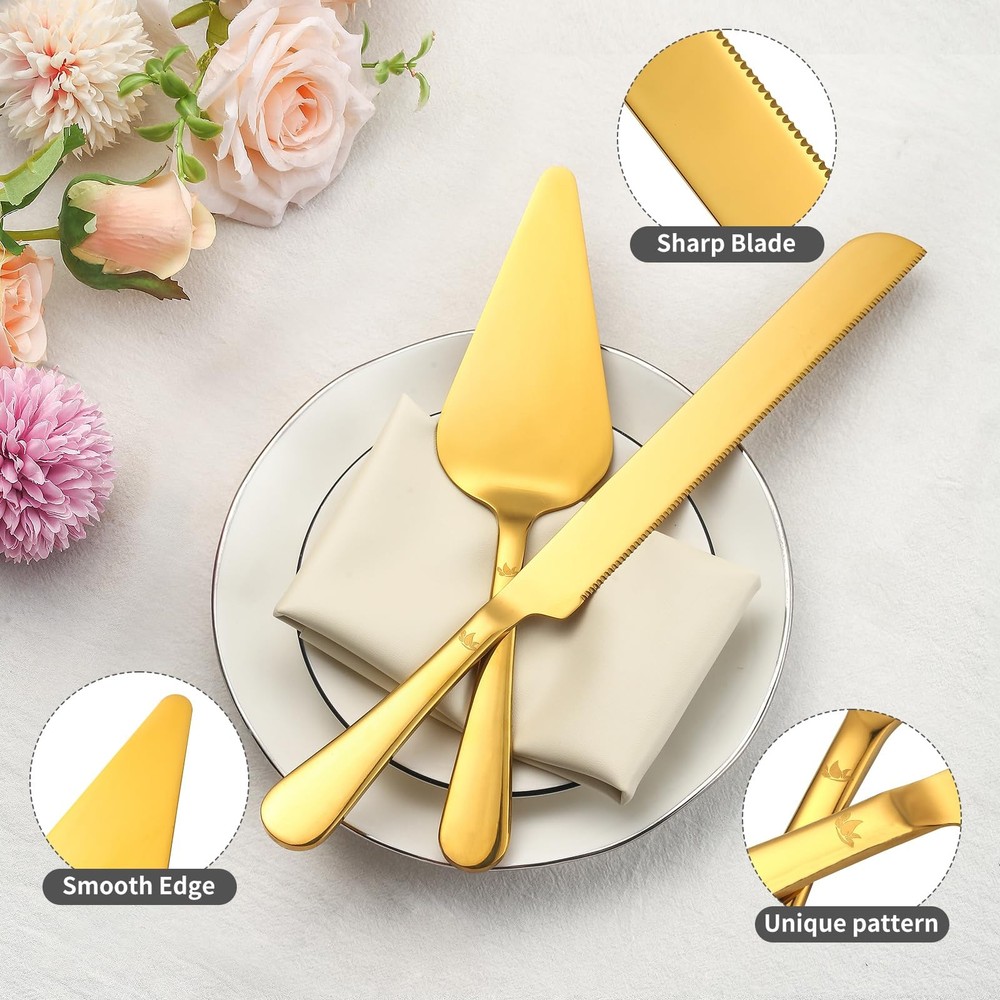 Cake Cutting Set for Wedding - Extended Cake And Server Set Thickened Stainle...