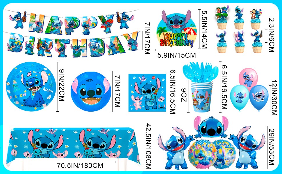 Lilo & Stitch Party Decorations Disney Birthday Party Balloons Tablecloth Plate