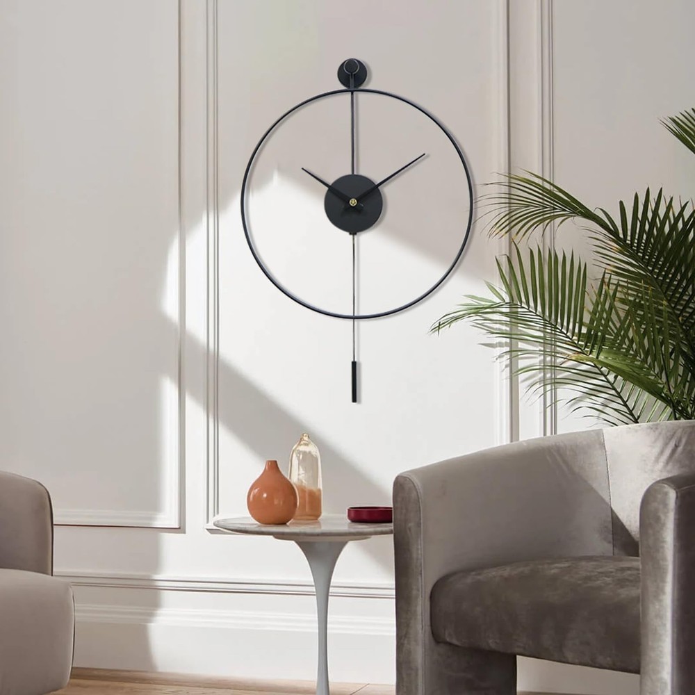 YISITEONE Classical Large Decorative Wall Clock with Pendulum, Modern Non-Tic...