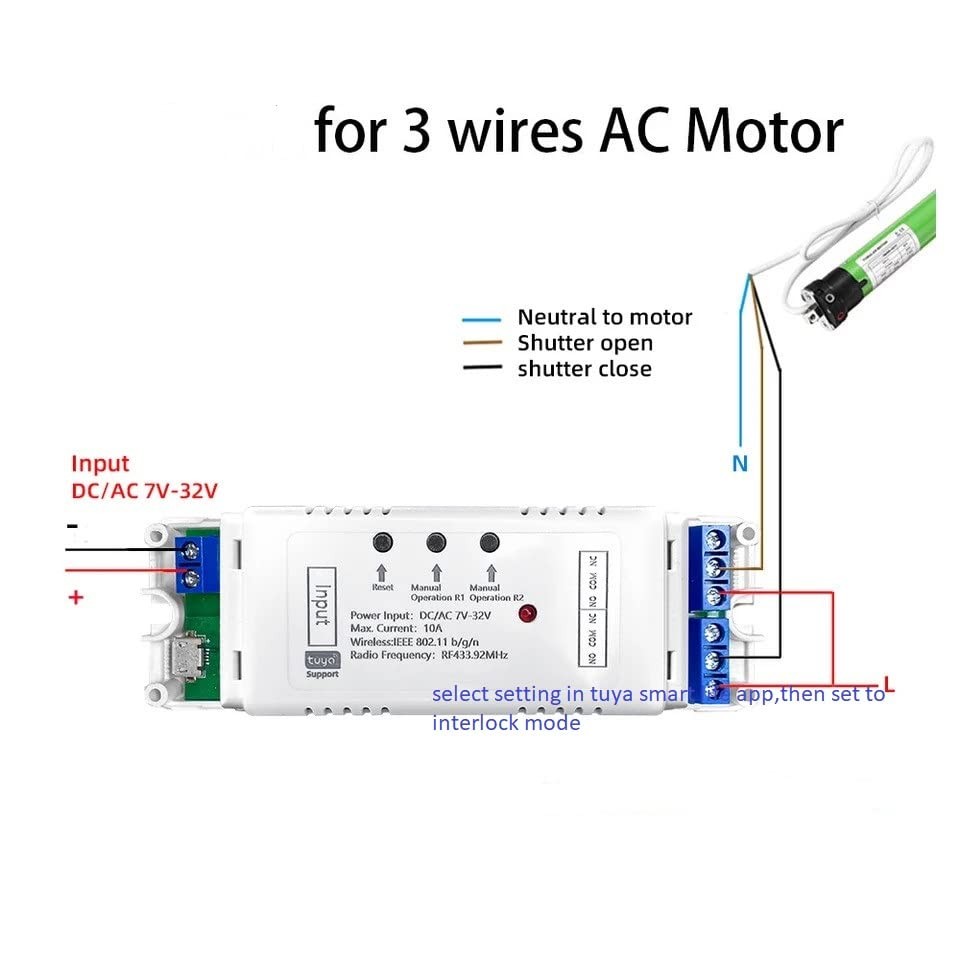 2CH WiFi RF Wireless Switch Relay,Inching Self-Locking Interlock...