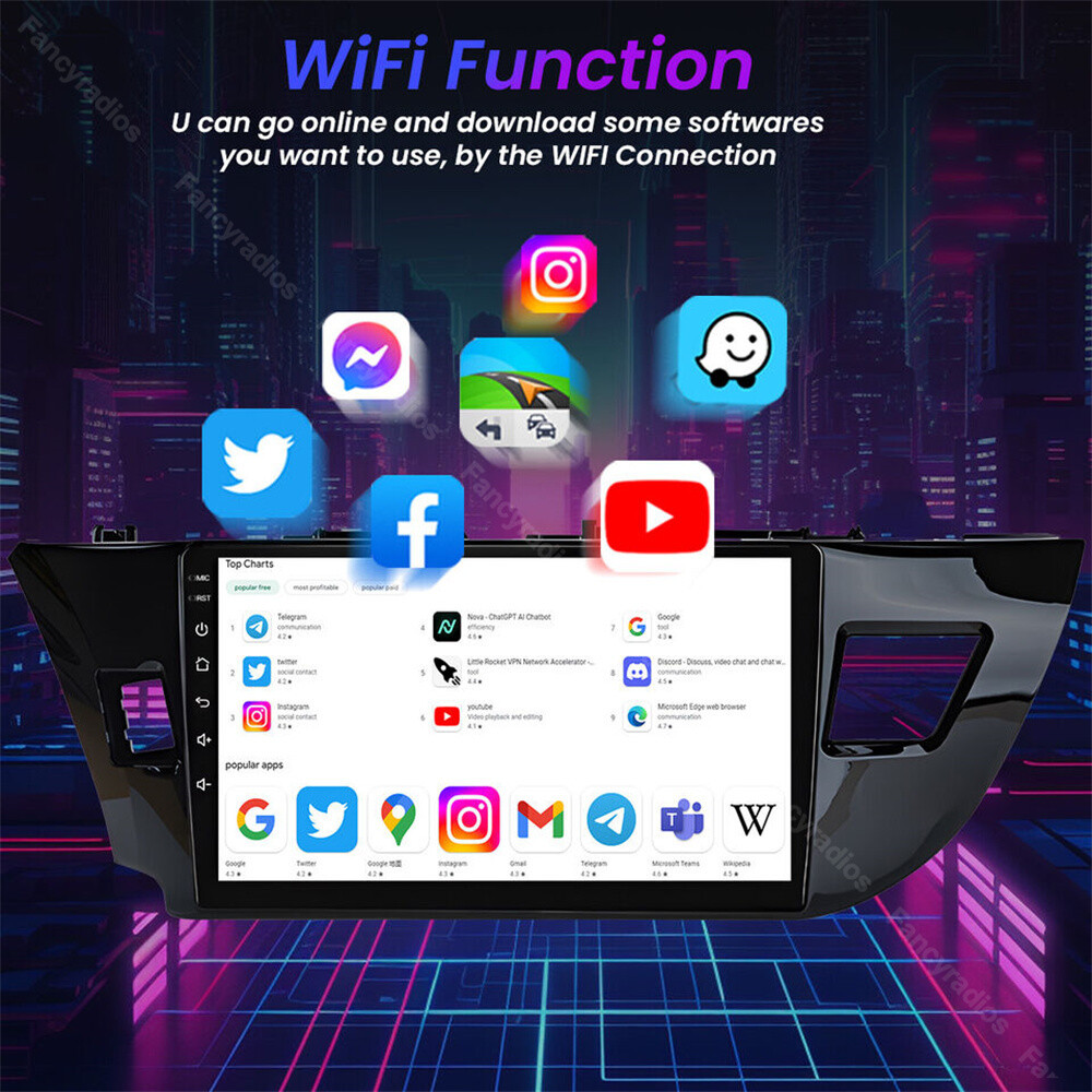 For 2014-2016 Toyota Corolla Apple CarPlay Car Stereo Radio GPS Navi Android 15