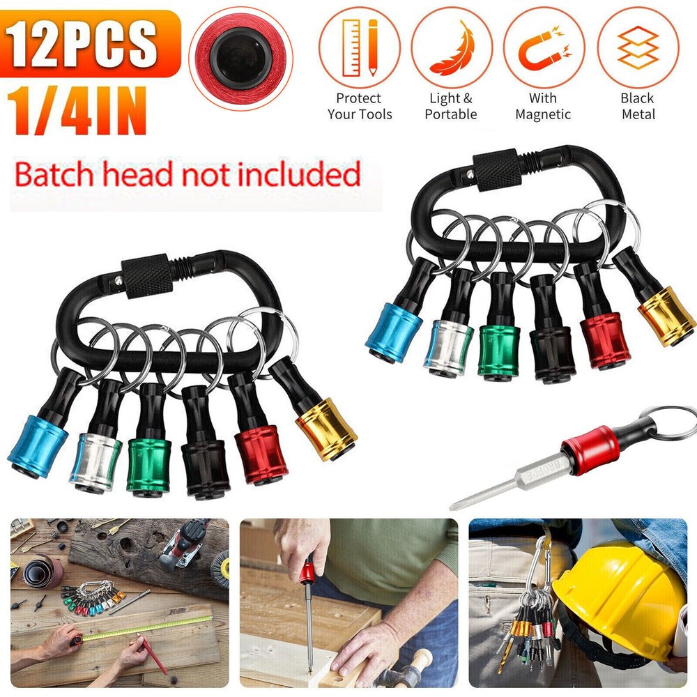 12PCS 1/4" Hex Shank Quick Release Keychain Screwdriver Drill Bit Holder Bit Set