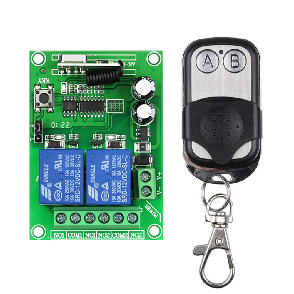 DC12V 2 Channels Universal RF Remote Controller Switch Wireless Relay Receiver