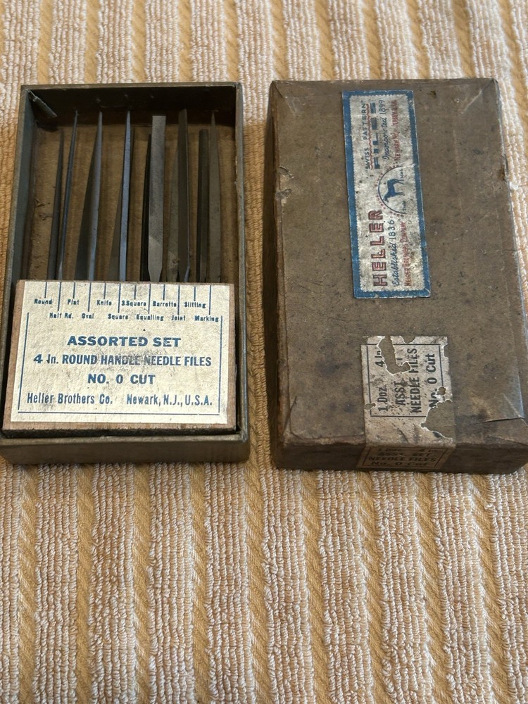 Vintage Heller Needle File Set-4” #0 Cut