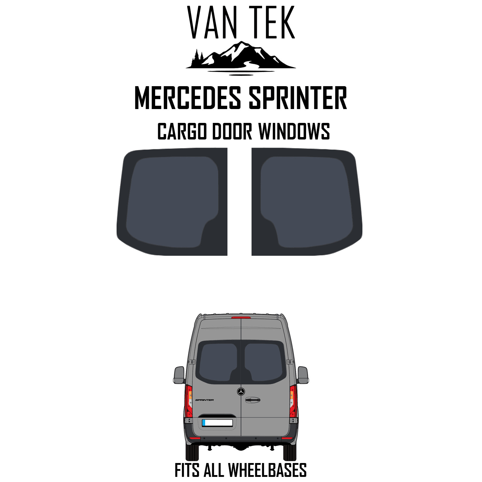 Mercedes Sprinter Rear Cargo Door Windows 2018 - 2026 Van Tek Glass