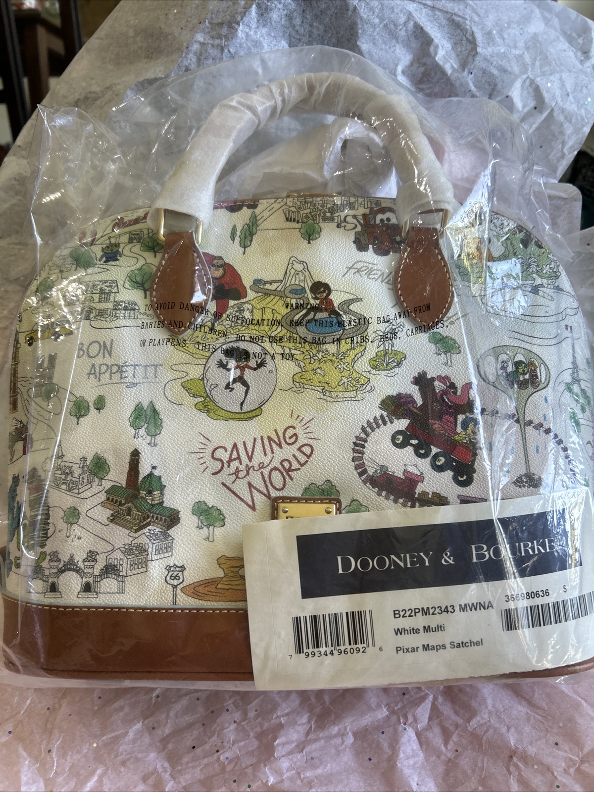 NEW DOONEY BOURKE DISNEYPARKS PIXAR MAP SATCHEL RATATOUILLE INSIDE OUT TOY STORY
