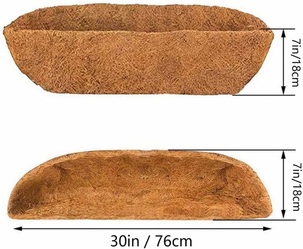 2Pcs 30 inch Trough Coco Fiber Window Deck Coco Replacement Liner for Window Box