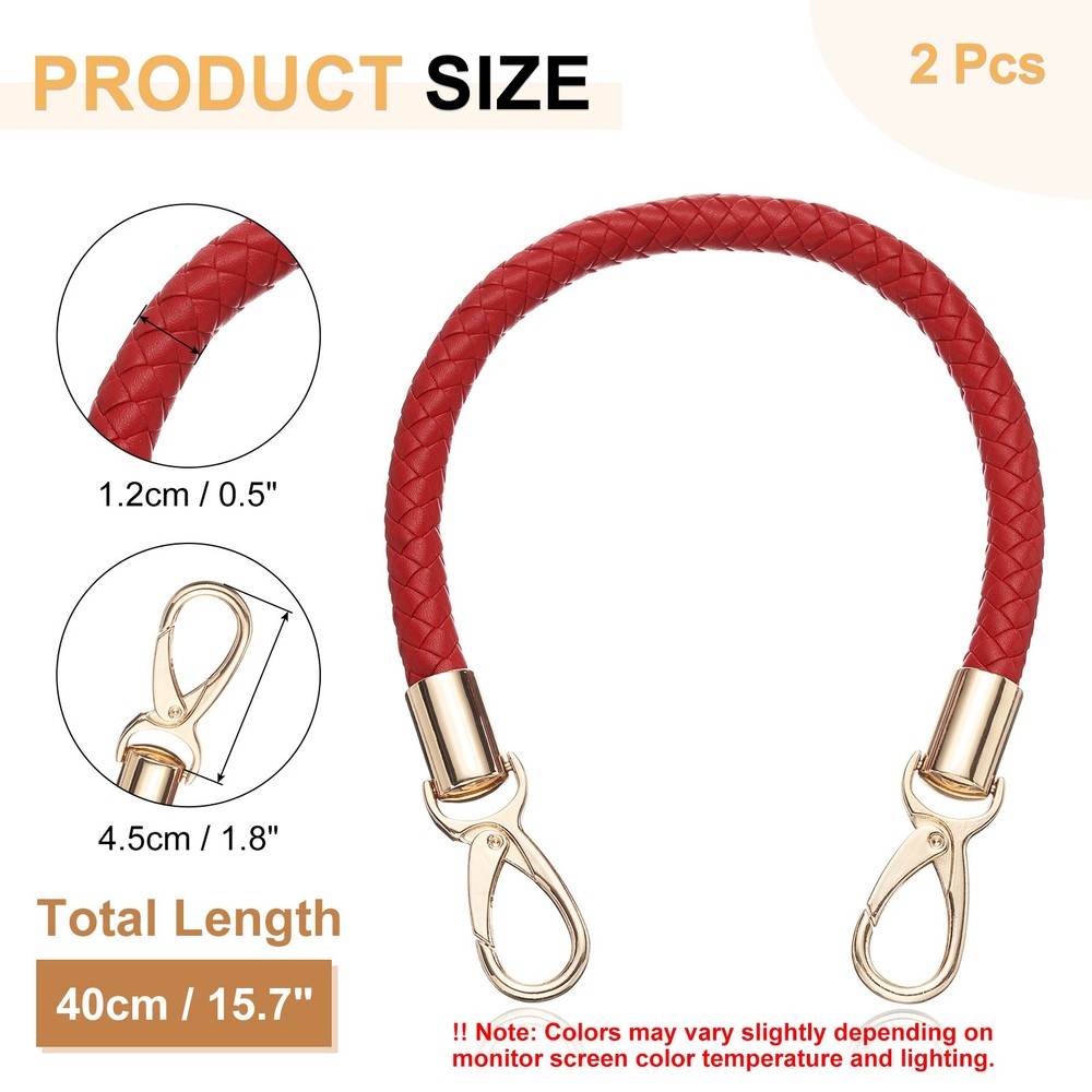 2 Pcs Leather Purse Strap, Braided Purse Replacement, Bright Red