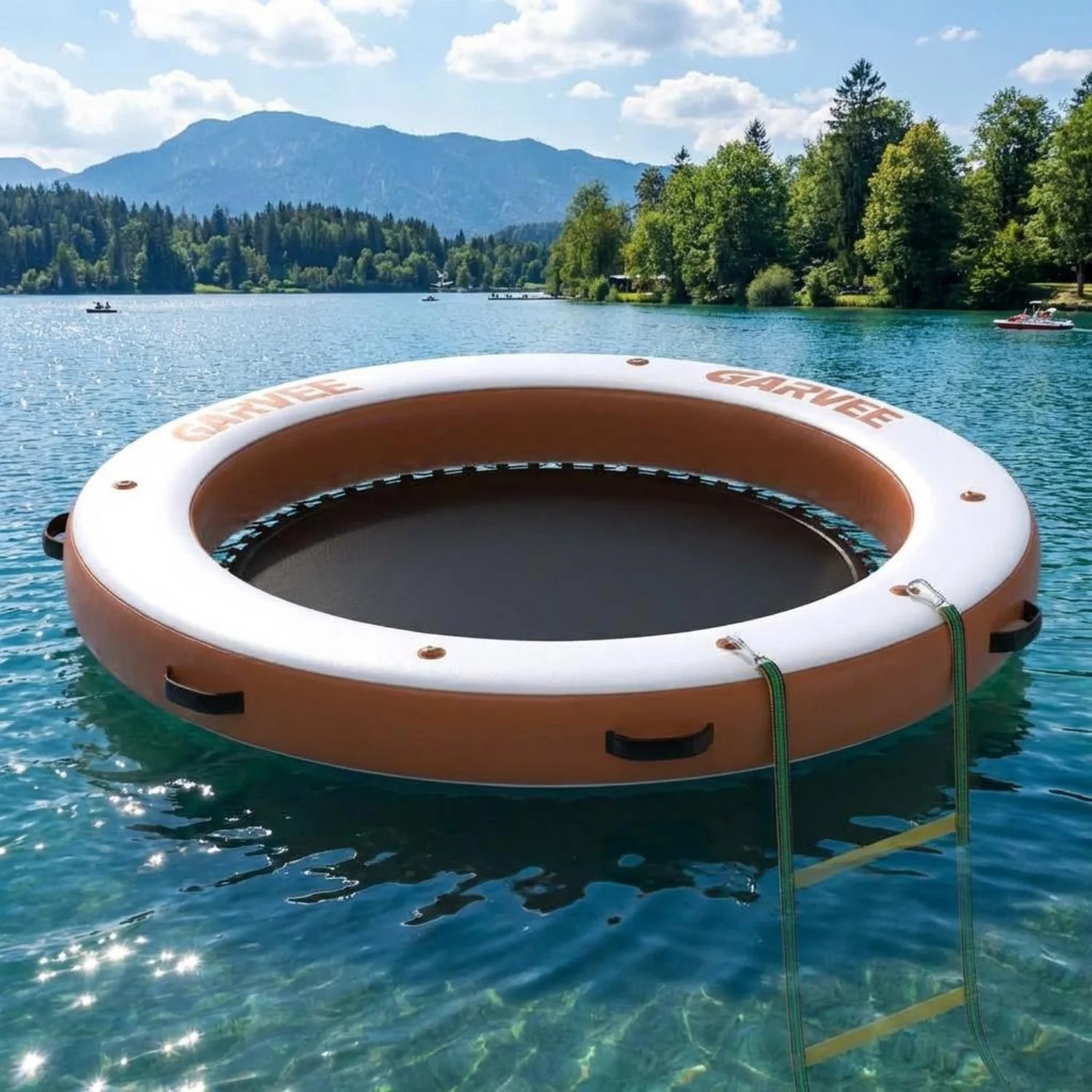 Inflatable Floating Island 8Ft X 8Ft, Portable Water Dock for Beach, Pool, Lake