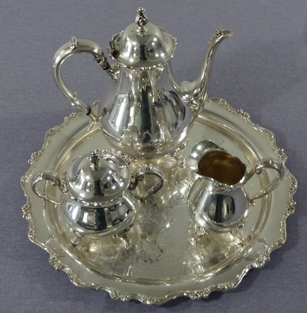 SILVERPLATE COFFEE SERVICE, WILCOX AMERICAN ROSE