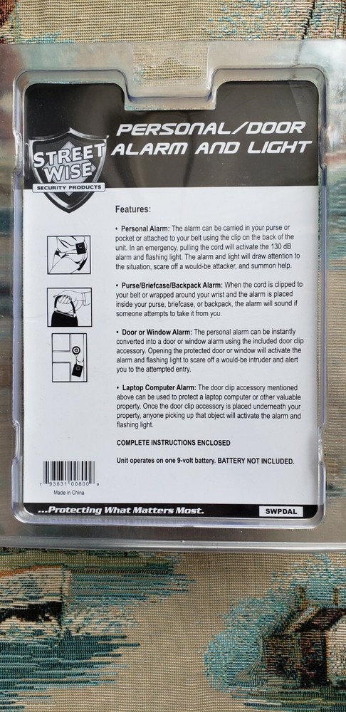 Multi-Purpose Personal Alarm 130dB ~ Self, Door, Window, Purse, Backpack, Light