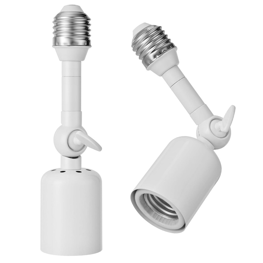 Light Socket Extender 2-Pack, 360° Adjustable E26/E27, 1250W | Indoor/Outdoor