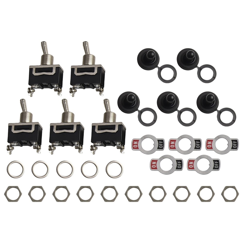 Five Pack Waterproof On Off Metal Toggles Suitable for Electrical Projects