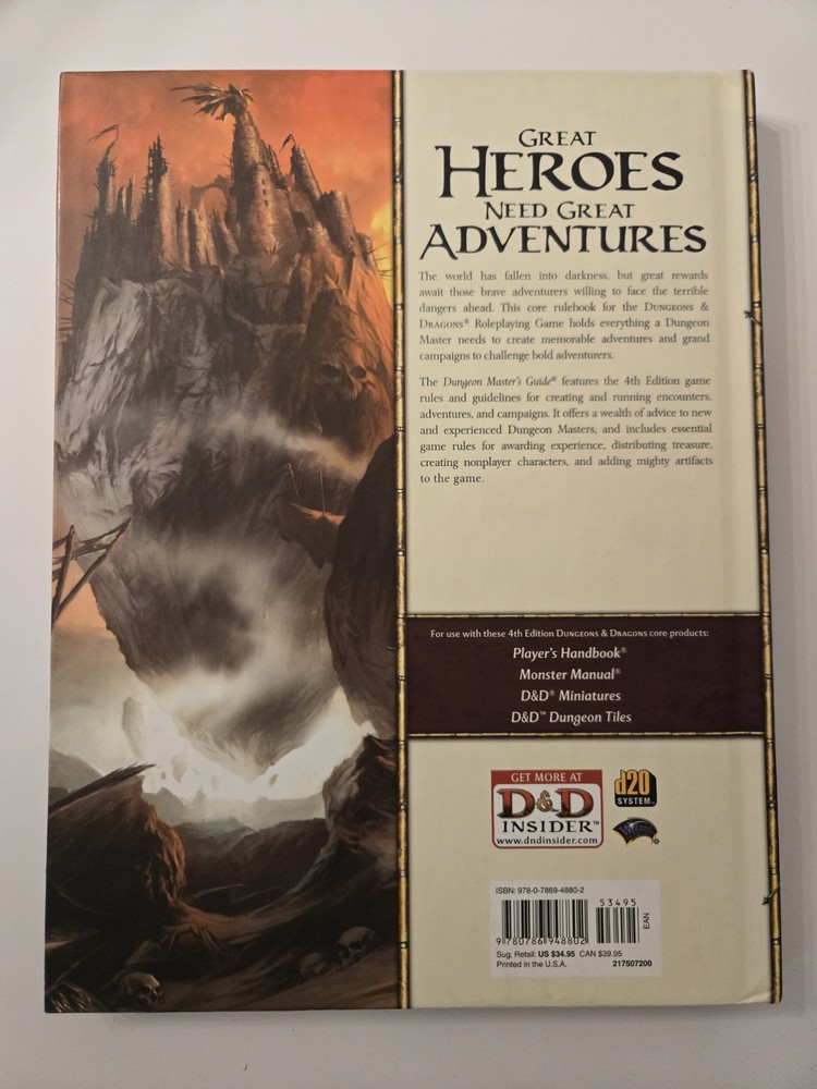 4th Edition Dungeon Master's Guide. 1st Printing