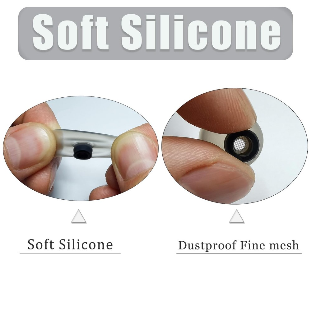 Soft Silicone Earbuds Tips(Fine Mesh)-Universal Small/Medium/Large, Black