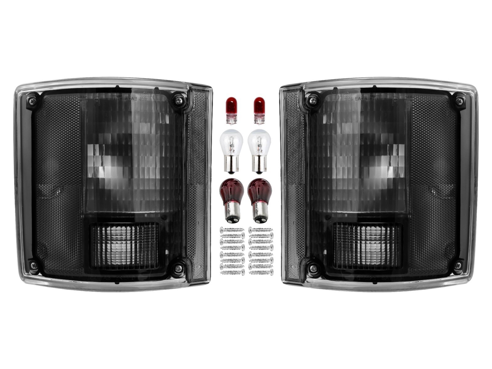 Smoke Tail Light w/ Bulb+Hardware L+R For 78-91 Chevy CK PickUp & Suburban / GMC