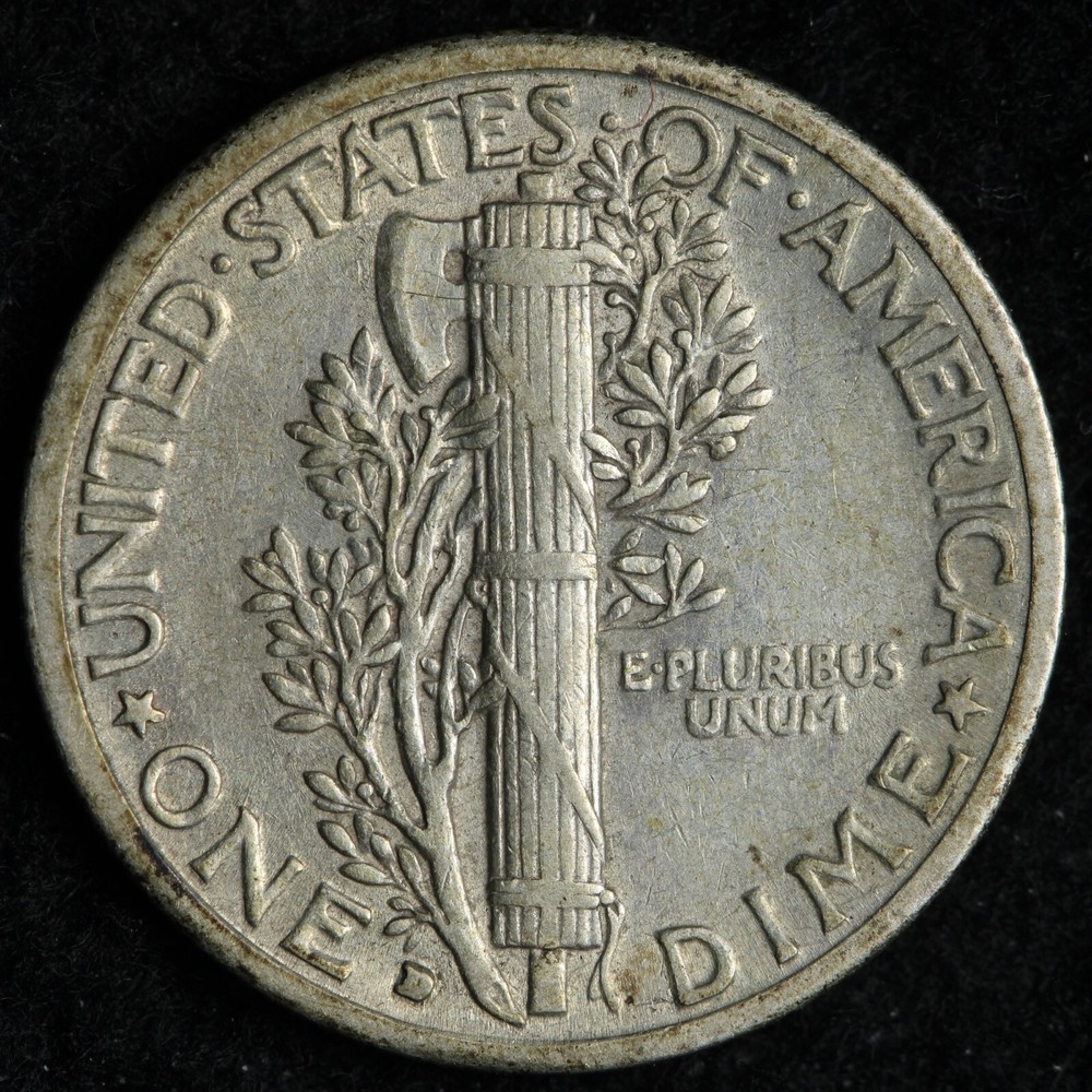 1931-D Mercury Silver Dime AU E235 KRNB