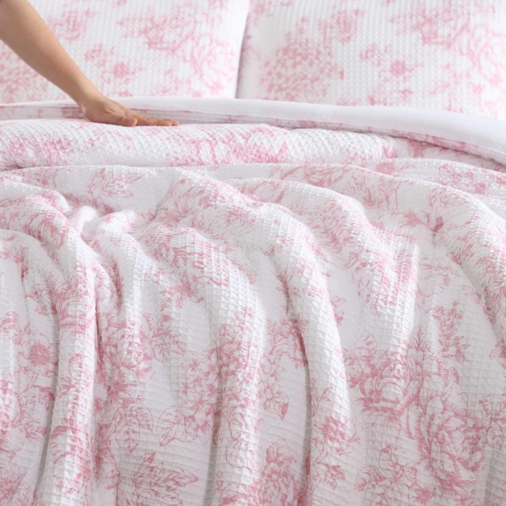Laura Ashley - Comforter Set, Soft Poly Waffle Textured Bedding with Matching...