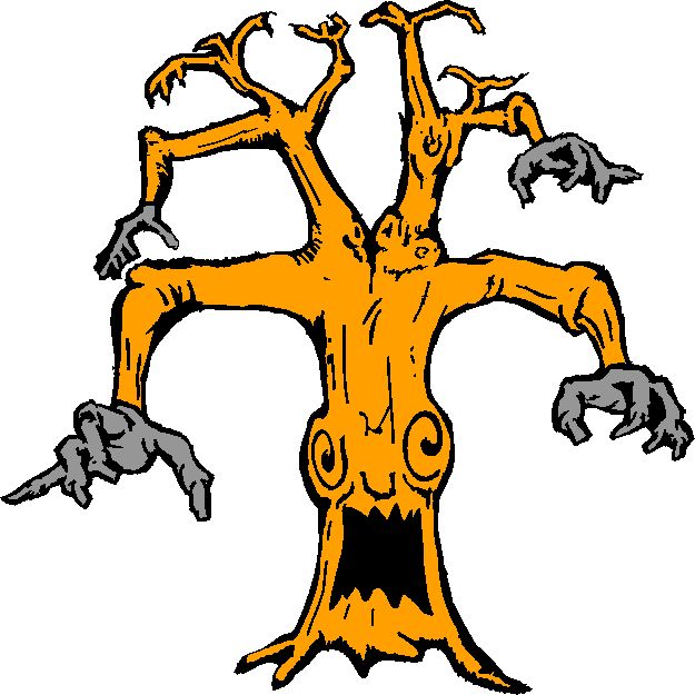 30 Custom Orange Scary Tree Personalized Address Labels