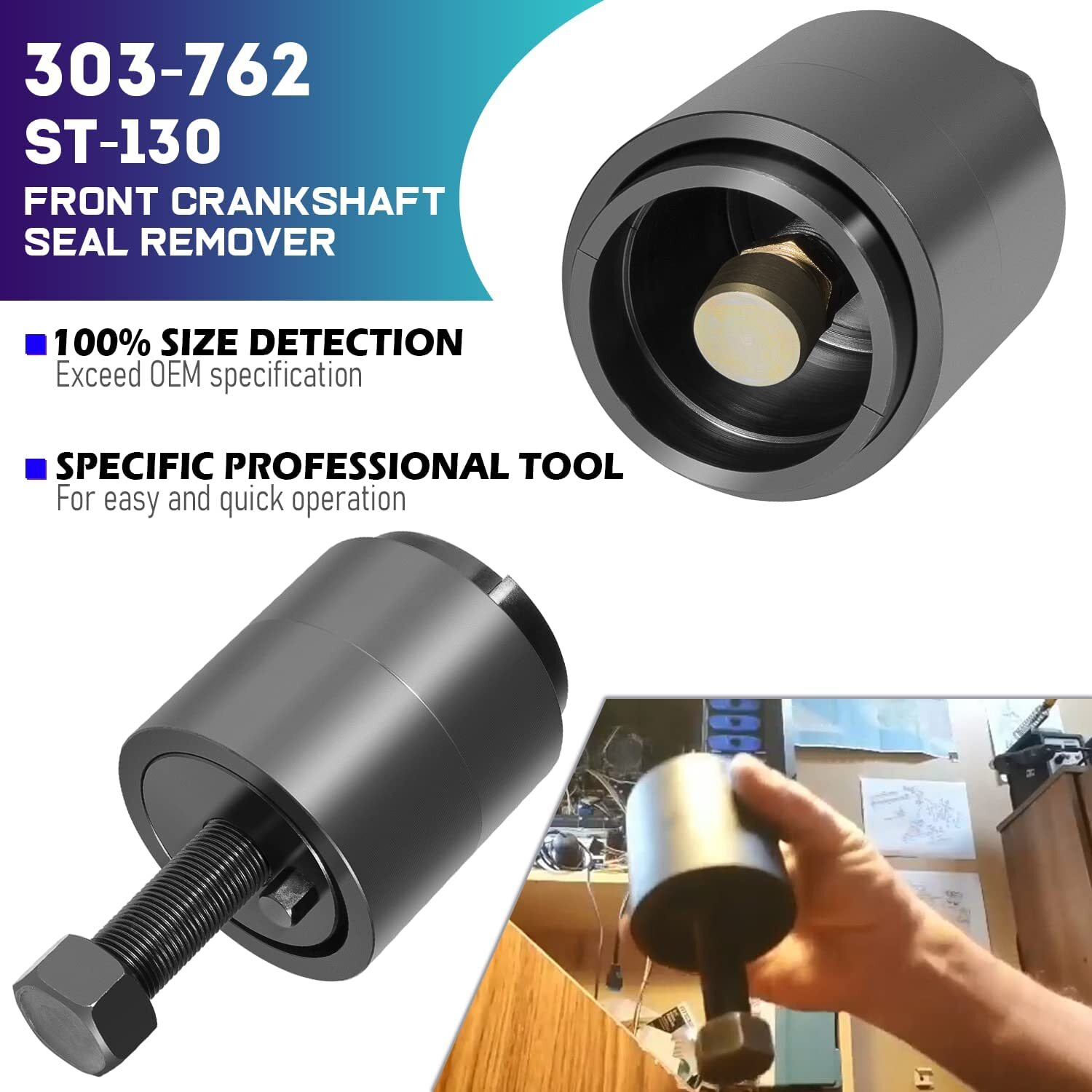 For Ford 4.5L 6.0L ST-130 303-762 Crankshaft Front Seal & Wear Ring Remover Tool