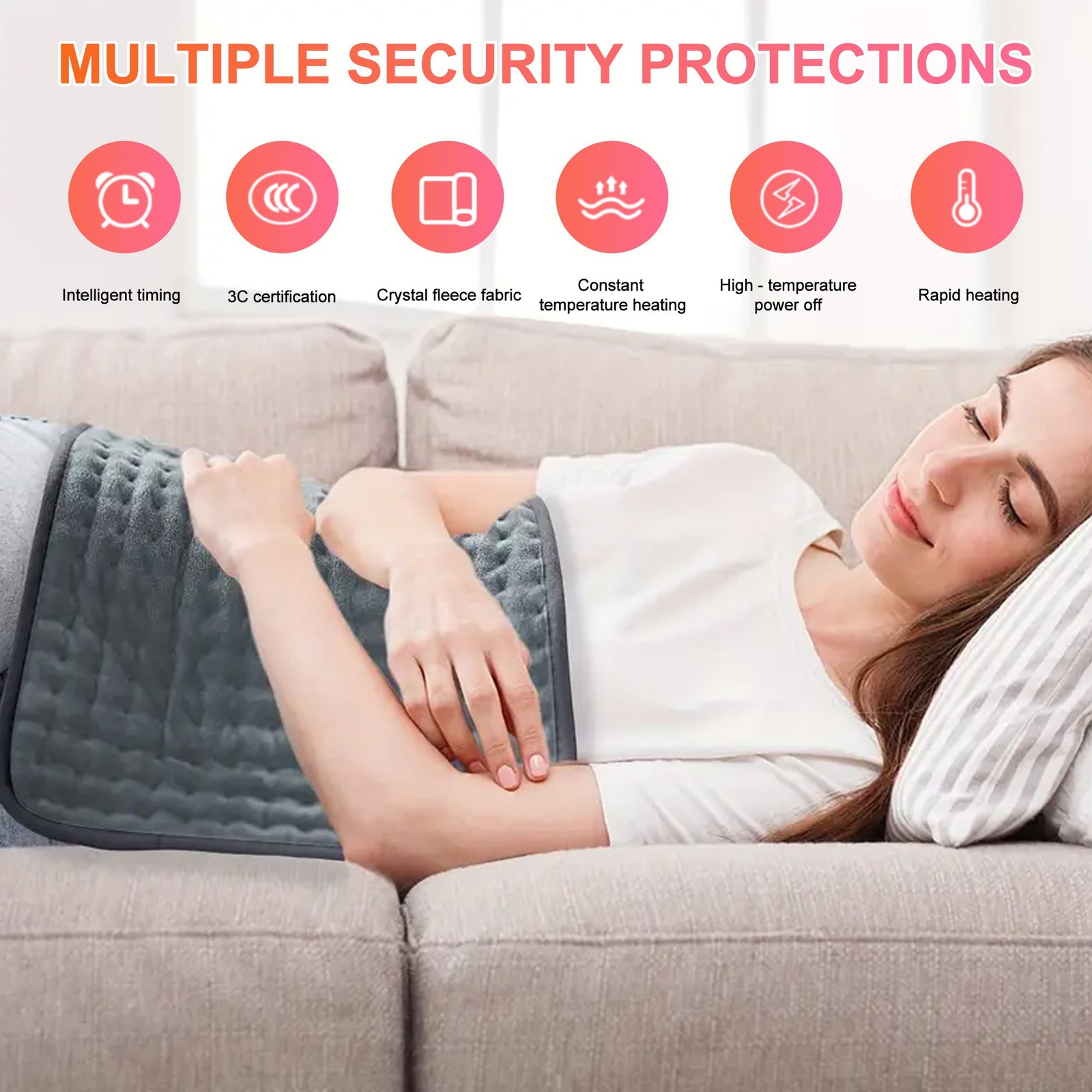 6 Levels Electric Heating Pad For Back Pain Cramps Relief Auto Shut Off 12x24”