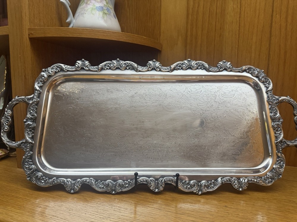 Poole Silverplate On Copper Old English Serving Footed Rectangular Tray 5031.