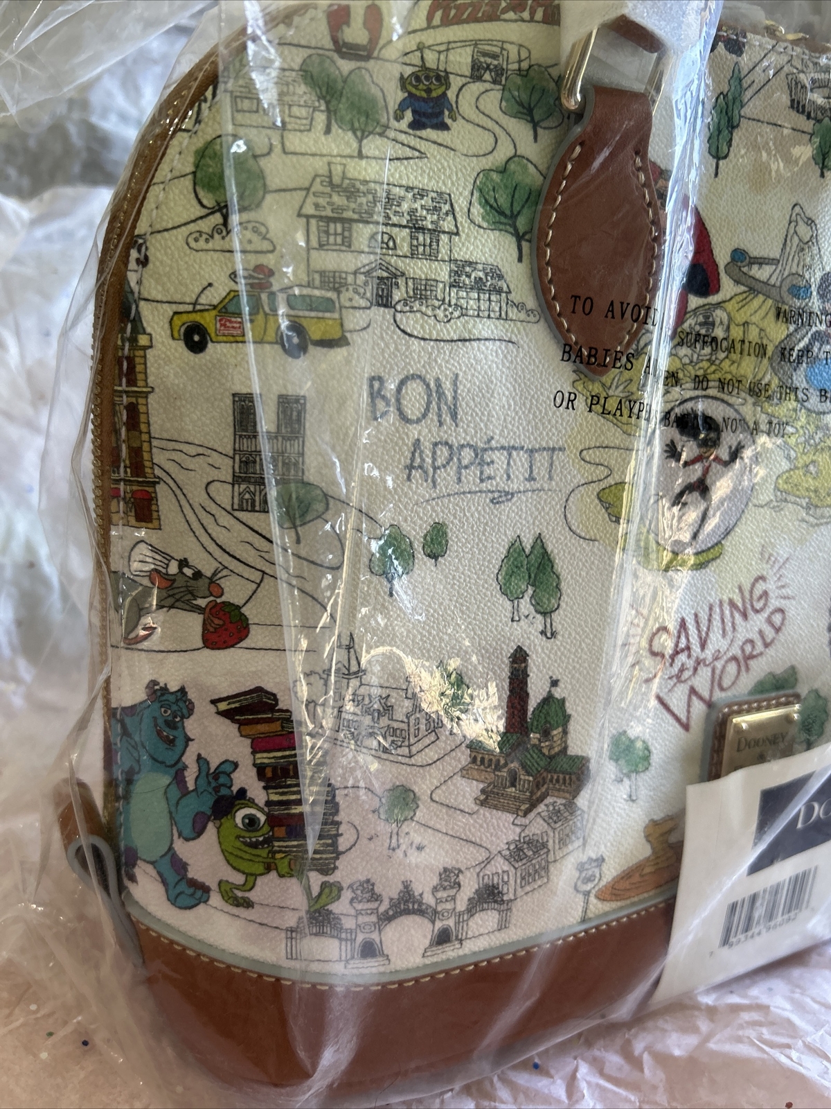 NEW DOONEY BOURKE DISNEYPARKS PIXAR MAP SATCHEL RATATOUILLE INSIDE OUT TOY STORY