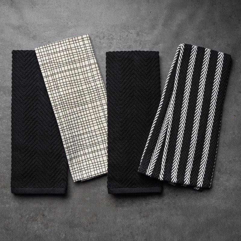4-Pack Kitchen Dining Towels, Machine Washable, Soft & Durable, Crosshatch