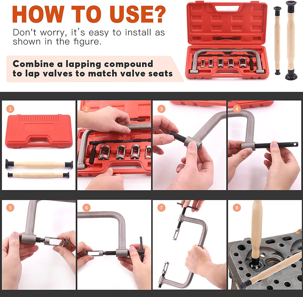 Tanstic 12Pcs Valve Spring Compressor with Valve Lapper Set Auto Compression C-C