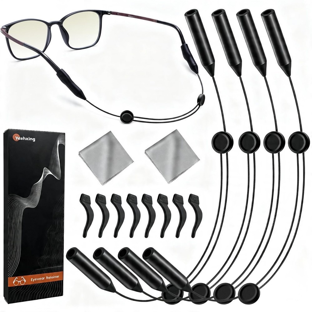 Yeahxing Adjustable Glasses Strap - 4 Pack 16Inch Eye Glasses String Straps w...