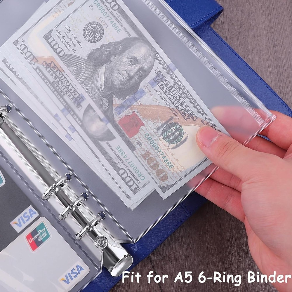 A5 Size 12PCS Clear Zipper Binder Envelopes - Effortless Document Organization