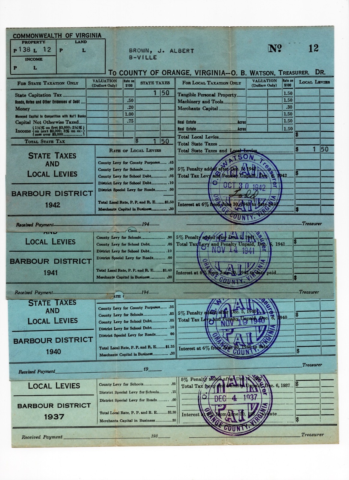 Virginia Ephemera Lot 1870–1920 – Orange, Albemarle, Somerset, Barboursville