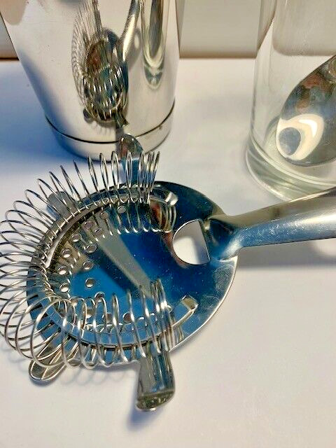 BAR MARTINI COCKTAIL SHAKER SET, Boston Shaker Bar Spoon Hawthorne Strainer