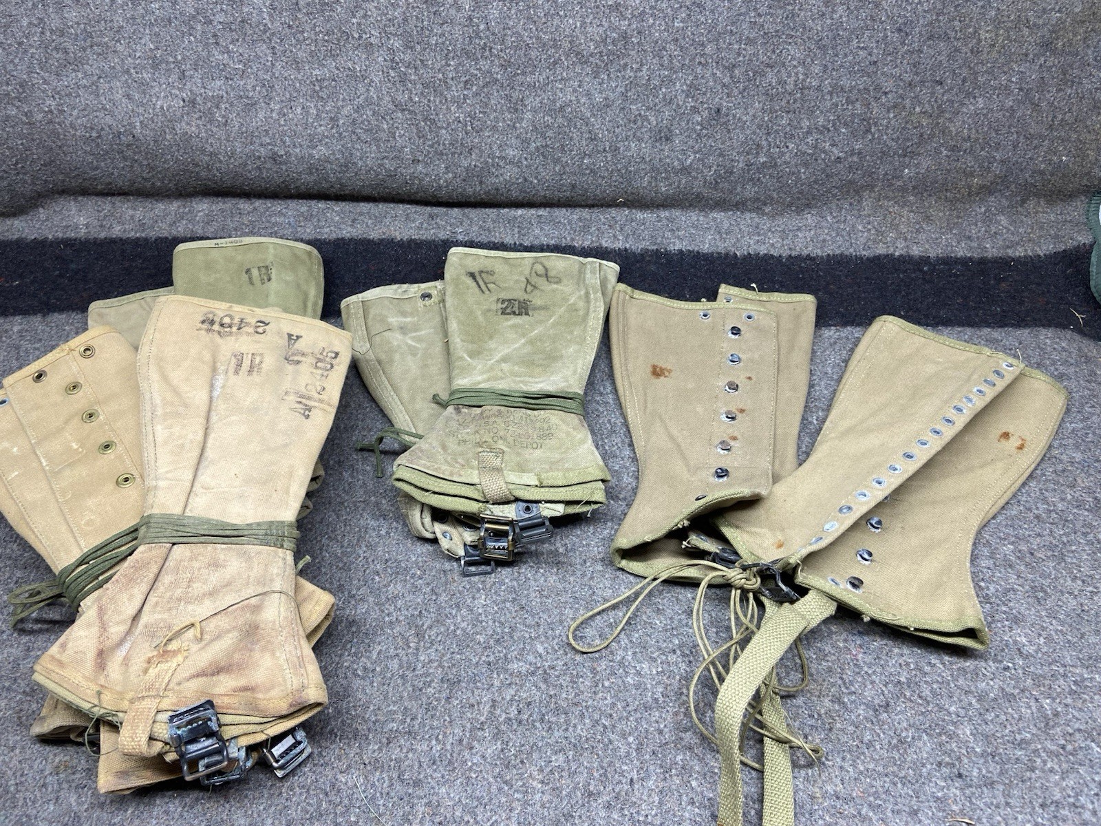 VTG WW2 Era US Army M1938 Field Leggings Gaiters Various Sizes AS IS