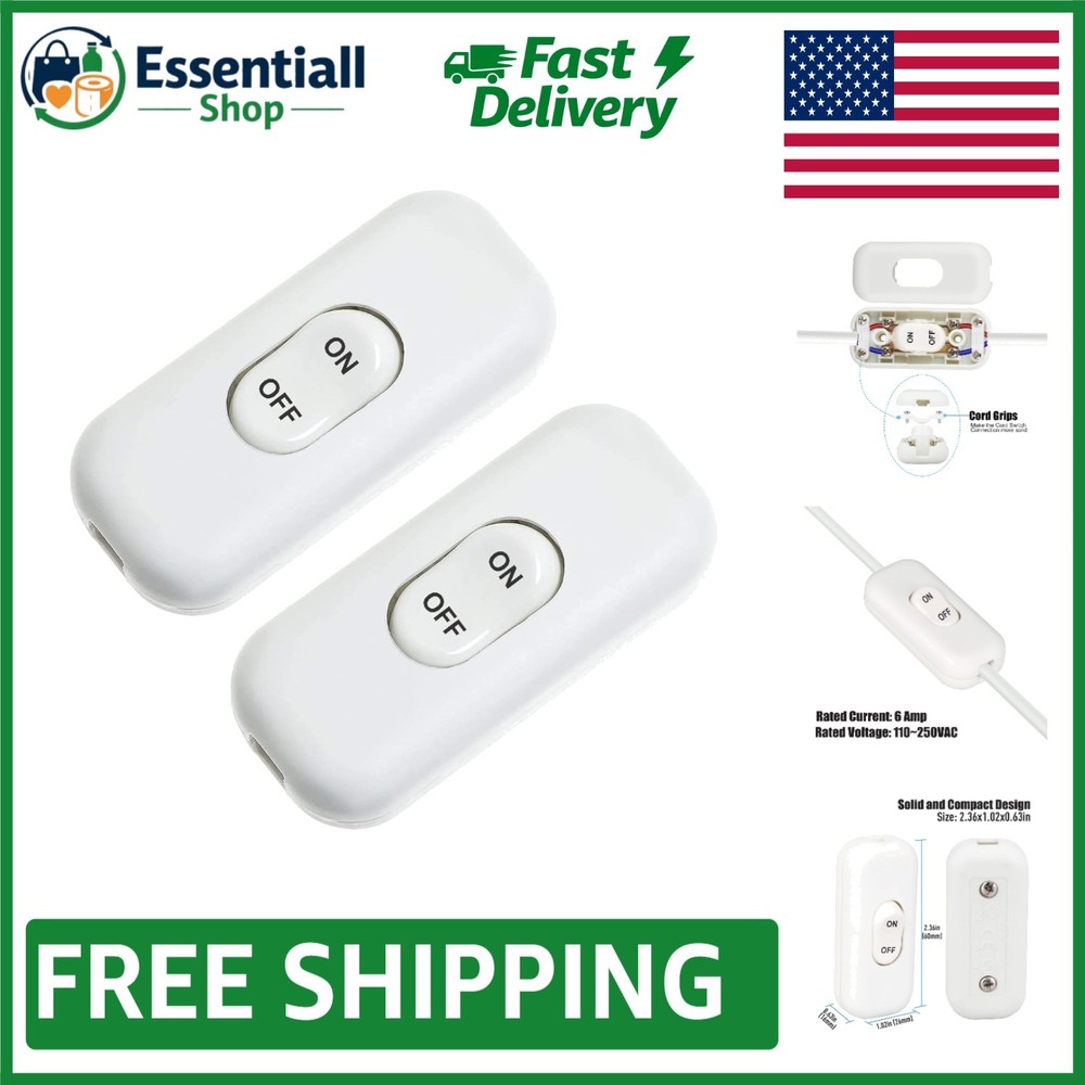 Durable Inline Switch 2-Pack - Reliable Control for Table Lamps and Appliances
