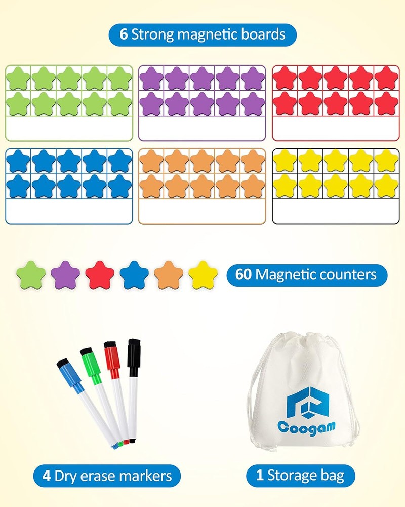 Magnetic Ten-Frame Set, Math Manipulative EVA Number Counting Games- Educational