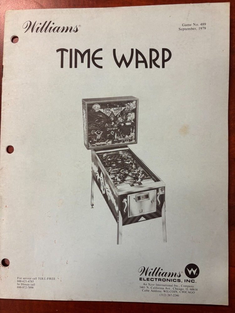 ORIGINAL-WILLIAMS-TIME WARP-INSTALLATION & OPERATIONS-ADJUSTMENTS HANDBOOK