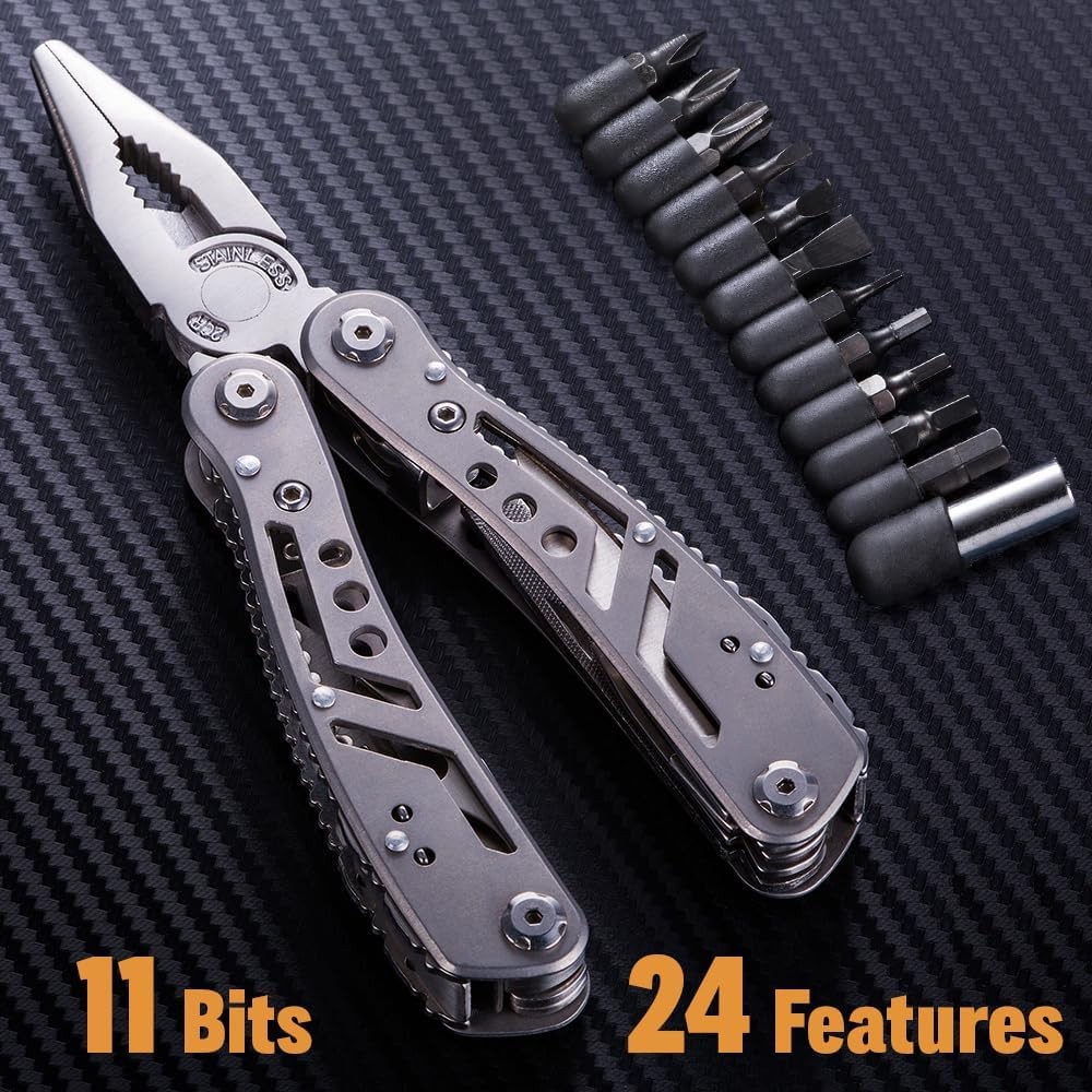 Heavy Duty Light Weight Multi Function MultiTool - Survival and Camping + Pouch