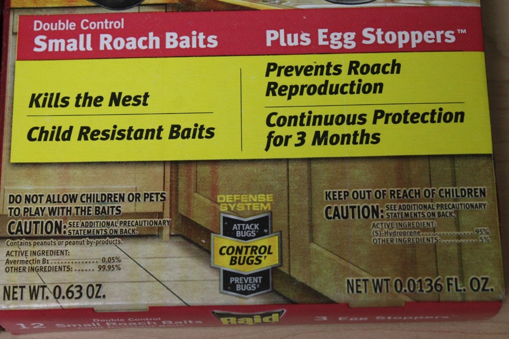 2 Pack: RAID Small Roach Baits (12) each + Egg Stoppers (3) each