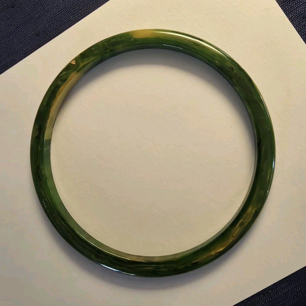 Vintage Green Marbled Bakelite Bangle Bracelet