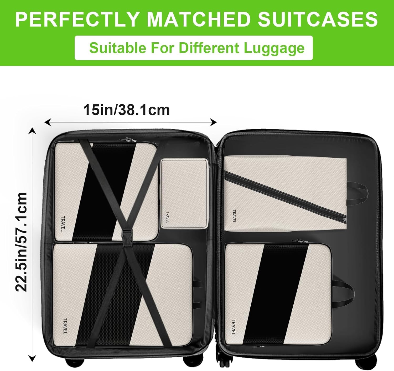 Compression Packing Cubes for Suitcases, 6 Set Travel Organizer Cubes for Tra