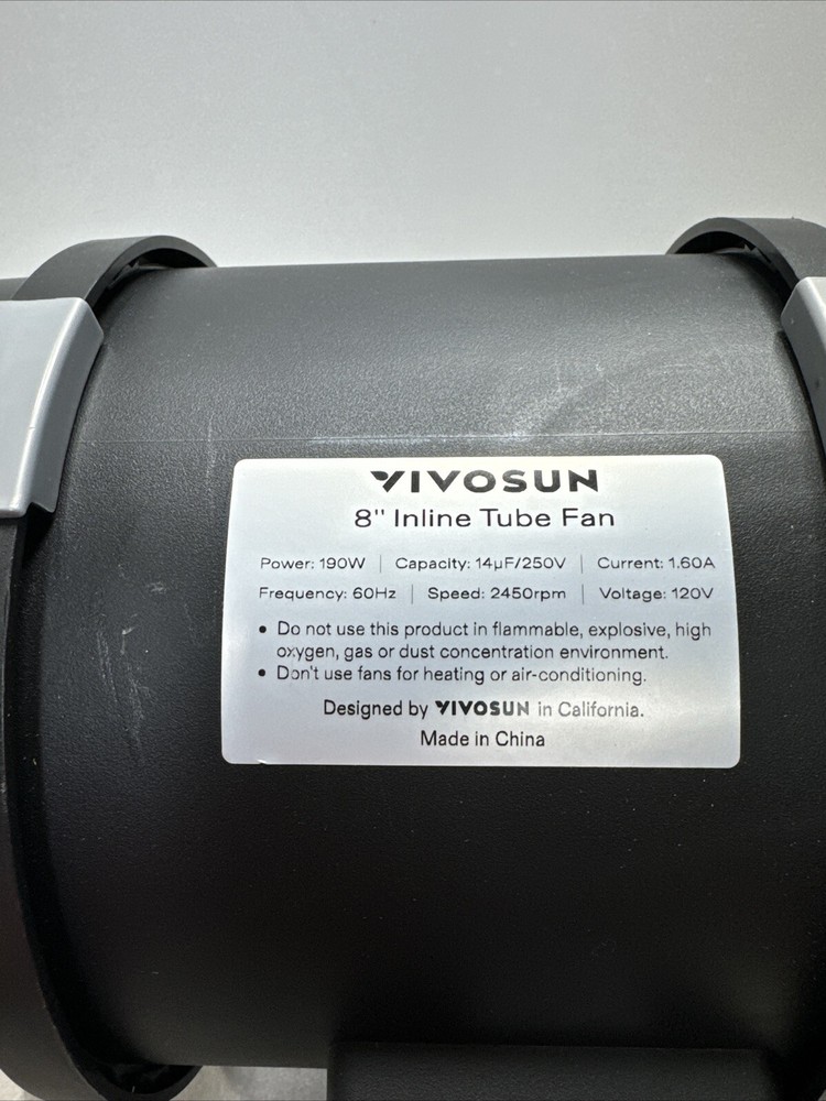 VIVOSUN 8" Inline Duct Fan 720CFM HVAC Exhaust Blower Variable Speed Controller