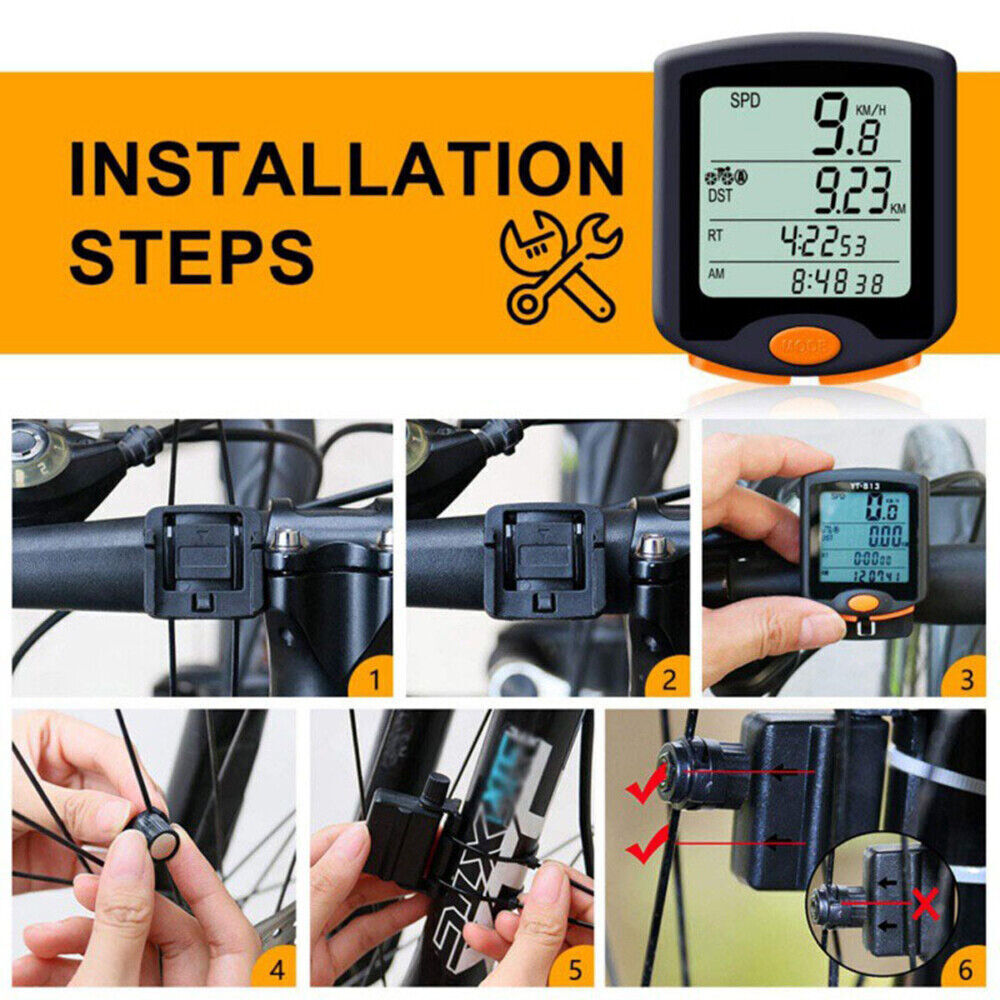 Bicycle Computer Digital Odometer LCD Backlight Bike Speedometer Waterproof