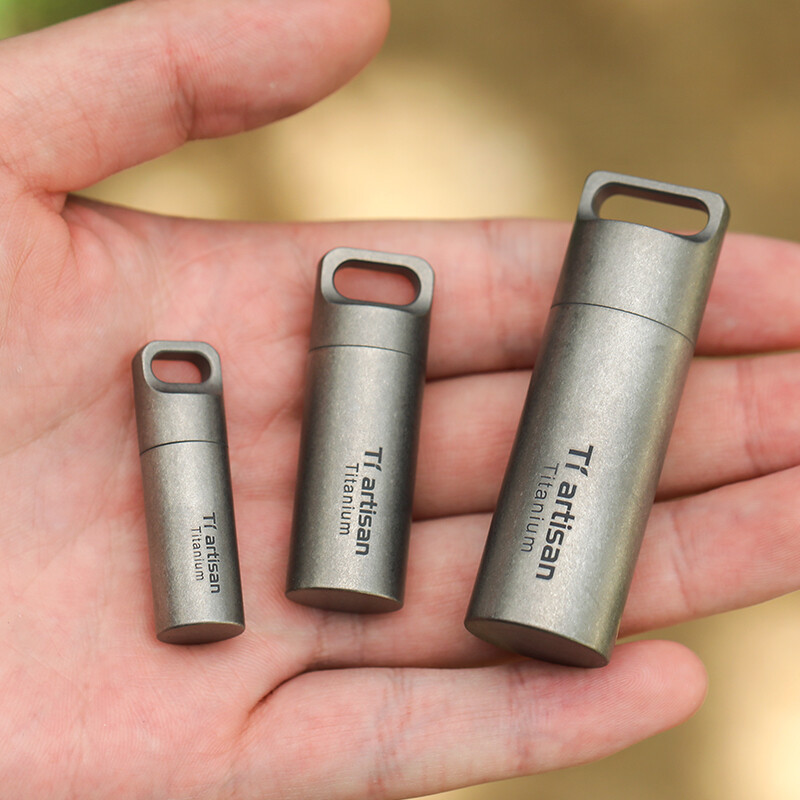 EDC Titanium Pill Holder Waterproof Pill Container Case Box Organizer Outdoor