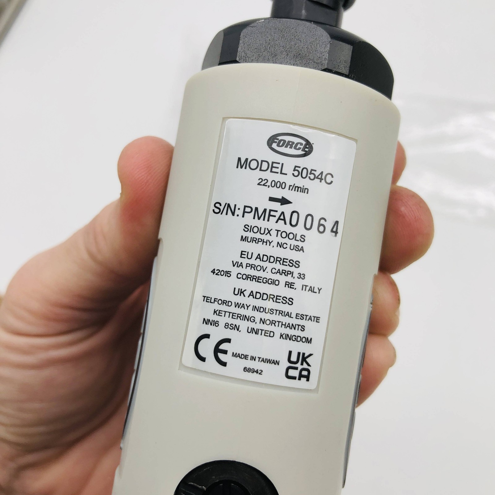 Sioux Snap On 5054C Straight Die Grinder 1/4 Collect 22000RPM 0.5HP Medium Duty