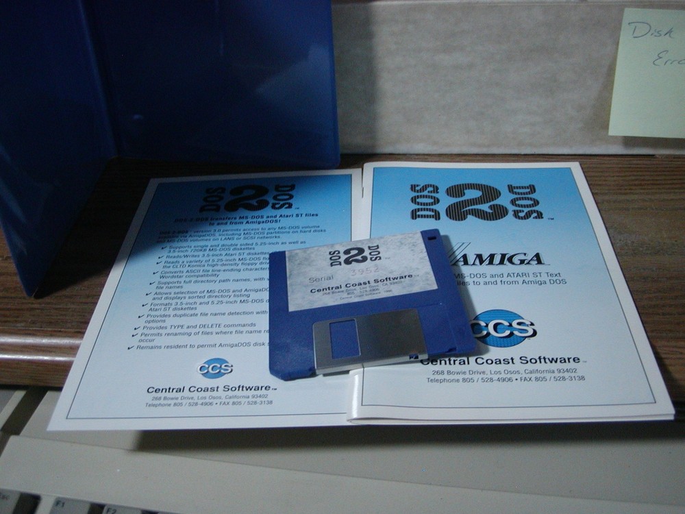 Commodore Amiga DOS 2 DOS, (1) Original Master with Manual in Plastic Folder