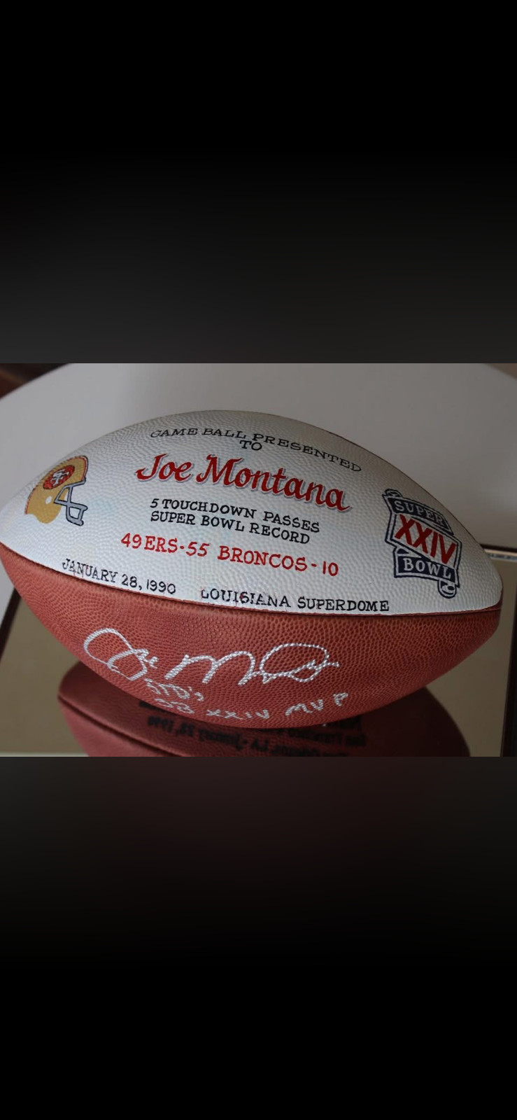 1985 Super Bowl XIX Football 49ers Dolphins game ball